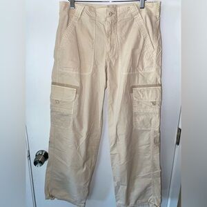 American Eagle Outfitters Cream Wide Leg Cargo Pants